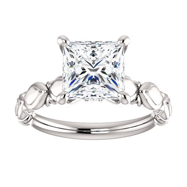 Cubic Zirconia Engagement Ring- The Vicki (Customizable Shell Sculpture Solitaire)
