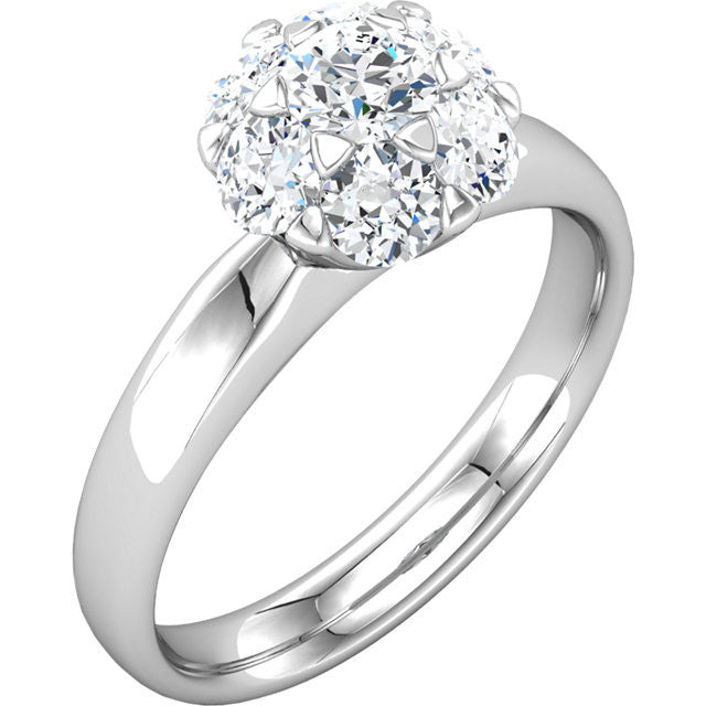 Cubic Zirconia Engagement Ring- The Lisa (7-stone Round Center Cluster-Style)