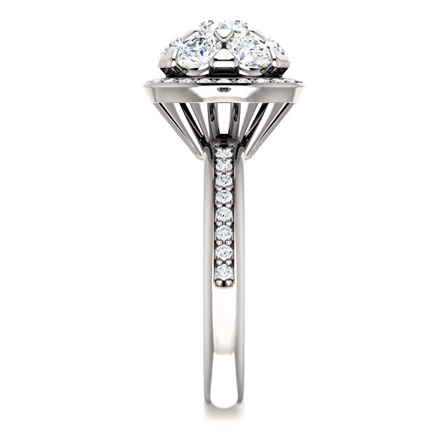 Cubic Zirconia Engagement Ring- The Janelle (Floral-Inspired Round Halo)