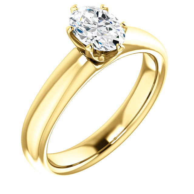 Cubic Zirconia Engagement Ring- The Leah (6 Prong Stackable Solitaire: Round-Cut or Oval-Cut)