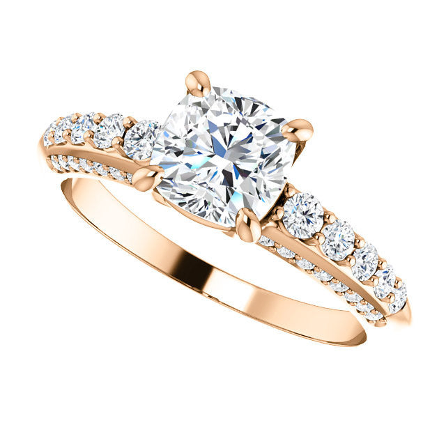 CZ Wedding Set, Style 05-37 feat The Rachelle engagement ring (Customizable Round Prong)