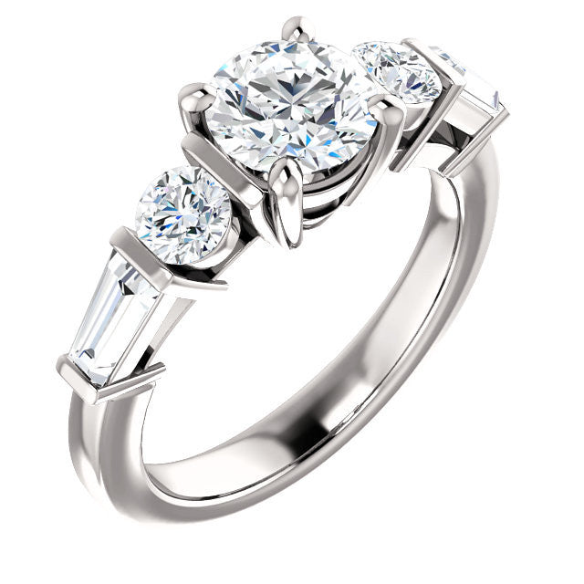 CZ Wedding Set, Style 05-40 feat The Sarah Engagement Ring (Customizable 5-Stone Baguette Channel)
