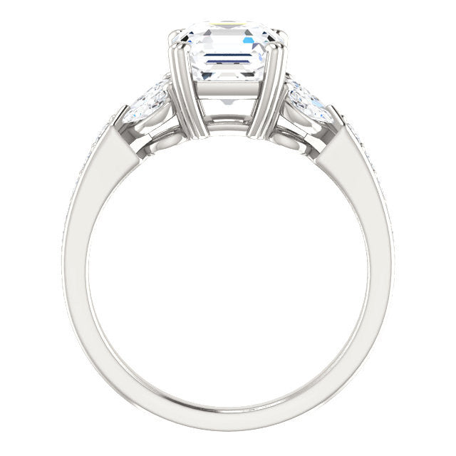 CZ Wedding Set, Style 038 feat The Rosalyn engagement ring (Customizable Round Channel)