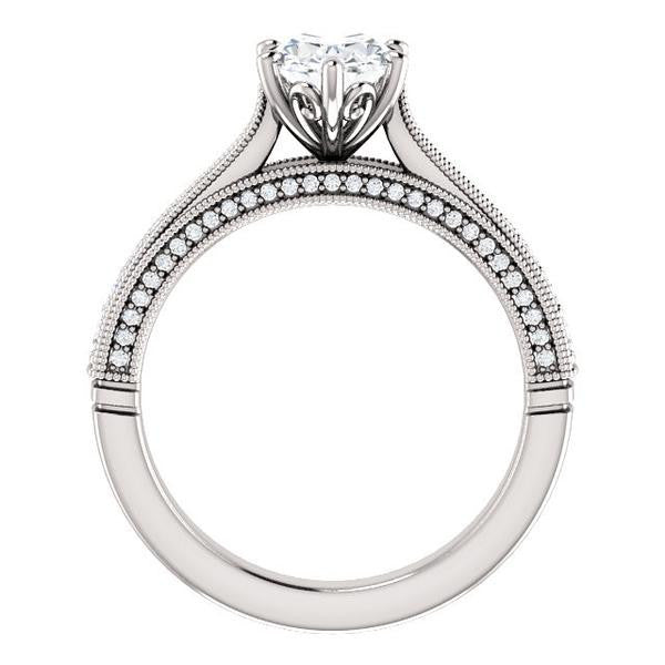 Cubic Zirconia Engagement Ring- The Claudia Jeanine (Customizable Oval Cut Three Sided Band)