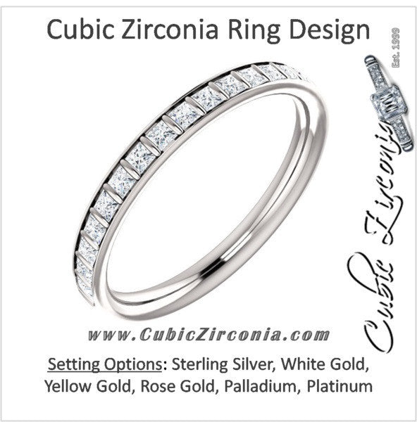 Cubic Zirconia Anniversary Ring Band, Style 04-26 (0.57 TCW Princess Channel Bar)