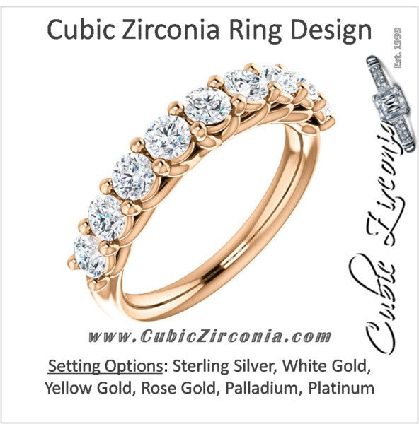 Cubic Zirconia Anniversary Ring Band, Style 05-33 (Customizable Round Prong)