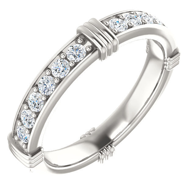 Cubic Zirconia Anniversary Ring, Style 03-94 (Customizable Round or Princess Eternity Band)
