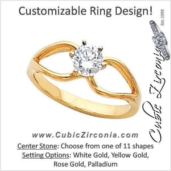 Cubic Zirconia Engagement Ring- The Faith (Customizable "Angel Wings" Split-Band Solitaire)
