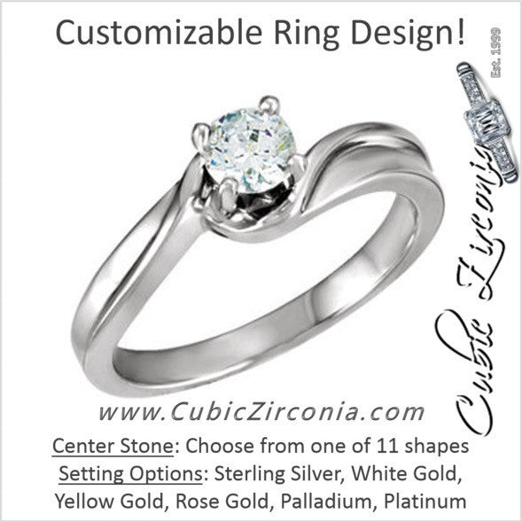 Cubic Zirconia Engagement Ring- The Lakeisha (Customizable Twisted Band Solitaire)