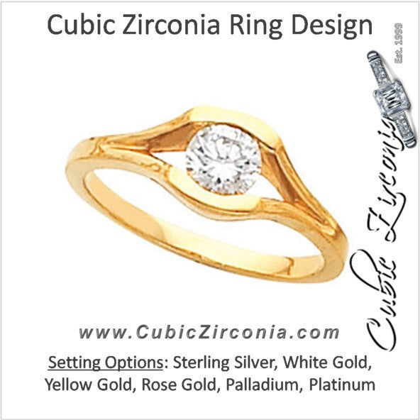 Cubic Zirconia Engagement Ring- The Jessie (0.15-1.50 Carat Round Bezel Solitaire with Split Band)
