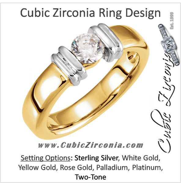 Cubic Zirconia Engagement Ring- The Milly (Round 0.5-1.0 Carat Solitaire with Two-Tone Setting)