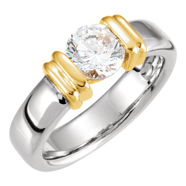 Cubic Zirconia Engagement Ring- The Molly (Round 0.5-1.0 Carat Solitaire with Two-Tone Setting)