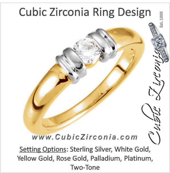 Cubic Zirconia Engagement Ring- The Paula (0.50-1.50 Round Cut Solitaire with Bar Channel Setting)