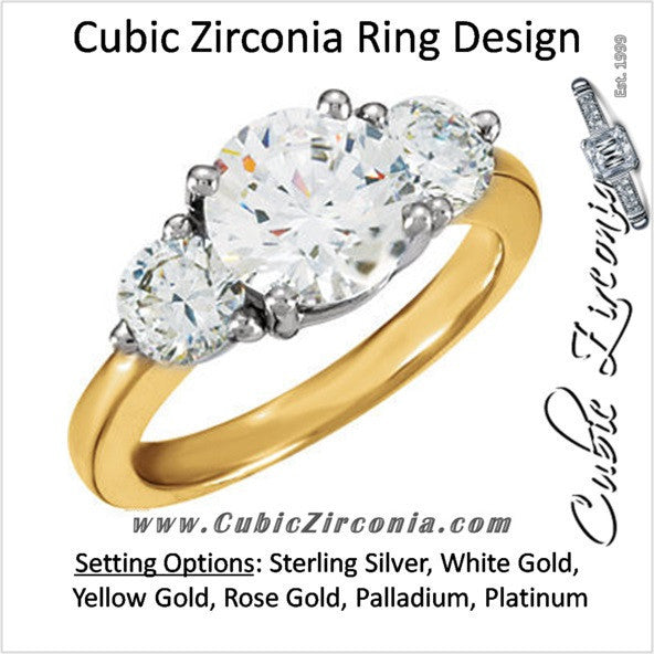 Cubic Zirconia Engagement Ring- The Charity (3-Stone Round)