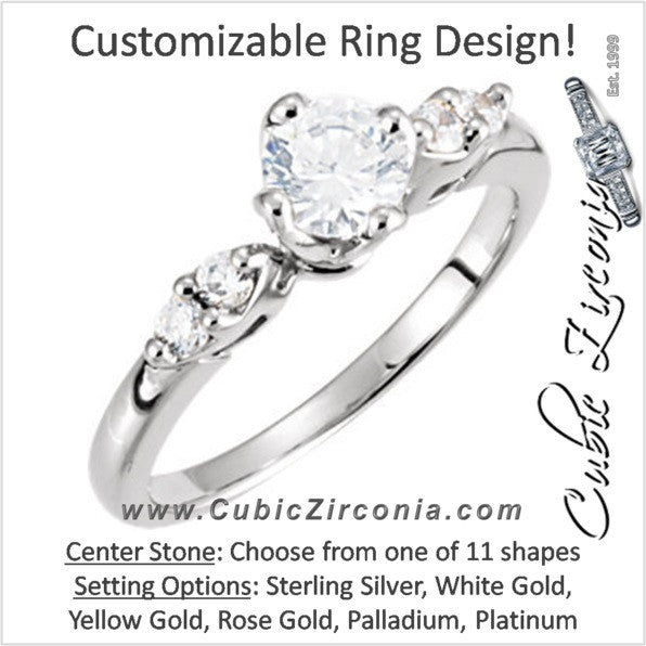 Cubic Zirconia Engagement Ring- The Grace (Customizable 5-stone with Petite Band)