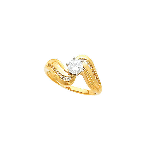 Cubic Zirconia Engagement Ring- The Jessica (0.5 CT Waves-Inspired Round Channel)