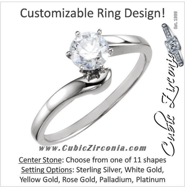 CZ Wedding Set, Style 040 feat The Julie Engagement Ring (Customizable Modern Style Solitaire with Bypass Band)