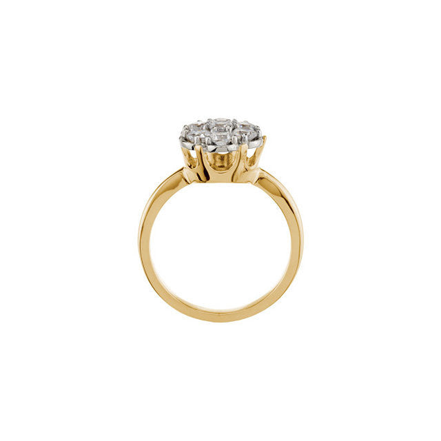 Cubic Zirconia Engagement Ring- The Tasha  (1.05 TCW 7-Stone Cluster-Style Two-Tone Option)