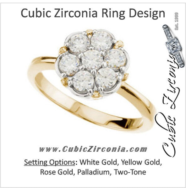 Cubic Zirconia Engagement Ring- The Tasha  (1.05 TCW 7-Stone Cluster-Style Two-Tone Option)