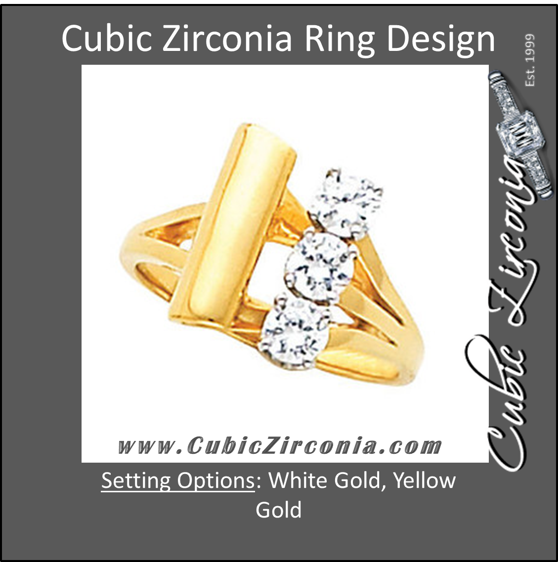 Cubic Zirconia Engagement Ring- The Tamika (0.75 TCW Round Elevated Multi-Prong 3-Stone Fashion Ring with Swooping Split-Band)
