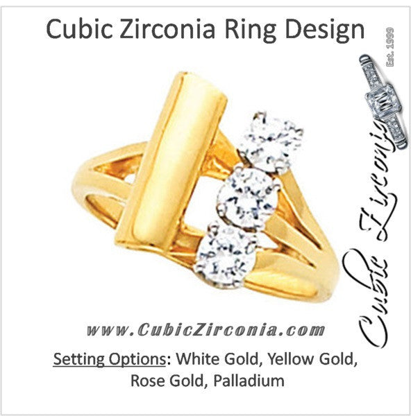 Cubic Zirconia Engagement Ring- The Tamika (0.75 TCW Round Elevated Multi-Prong 3-Stone Fashion Ring with Swooping Split-Band)