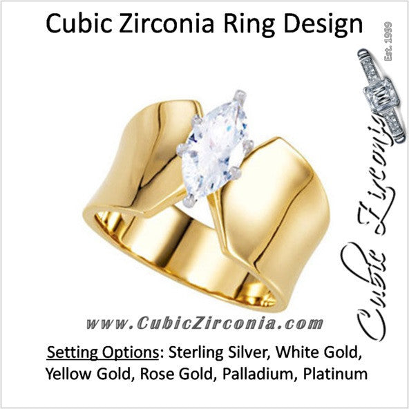 Cubic Zirconia Engagement Ring- The Brandy (Ultra-Wide Band Marquise Solitaire)