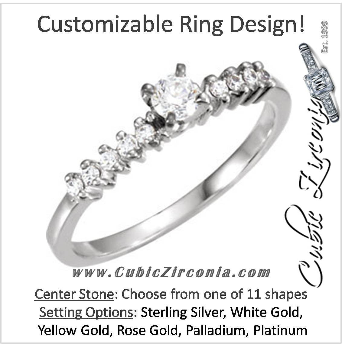 Cubic Zirconia Engagement Ring- The Fiona (Customizable 11-stone Petite Style)