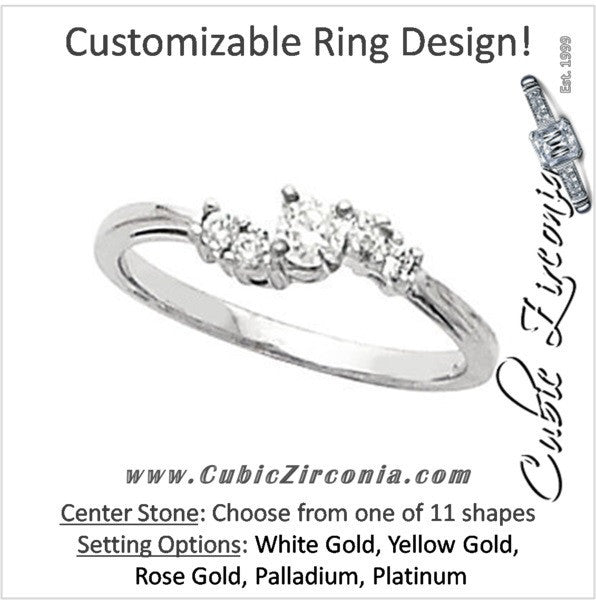 Cubic Zirconia Engagement Ring- The Marcie (Customizable 5-stone Petite Style)
