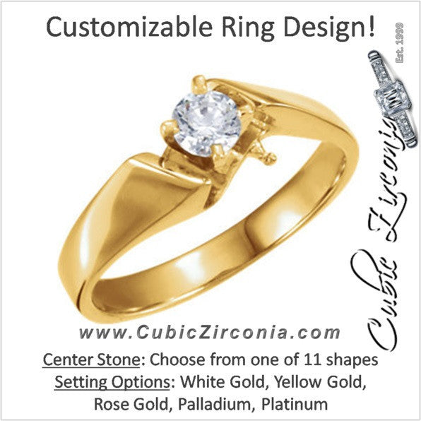 Cubic Zirconia Engagement Ring- The Bobbi (Customizable Artisan Solitaire)