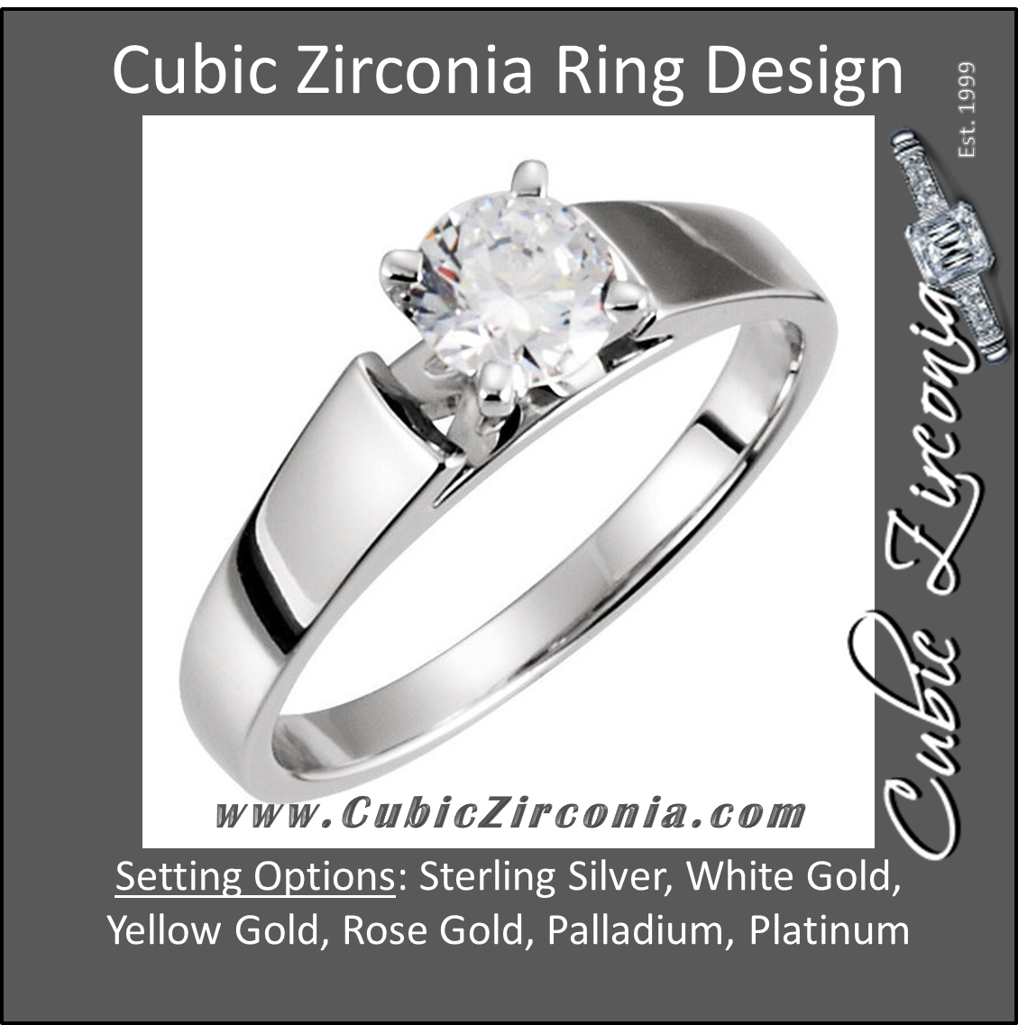 Cubic Zirconia Engagement Ring- The Melissa (Round Solitaire Classic)