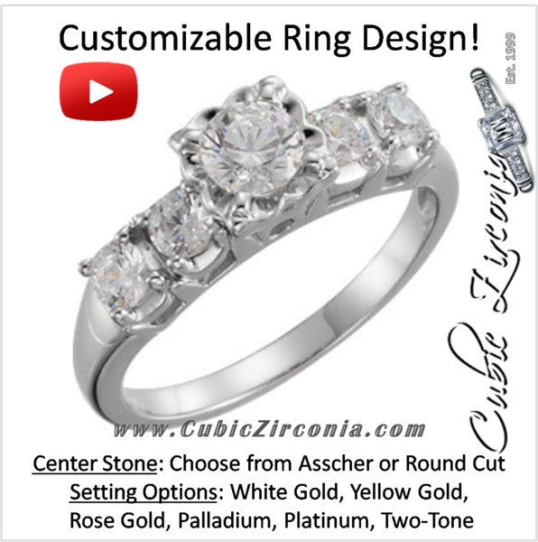 Cubic Zirconia Engagement Ring- The Lyssa (Customizable 5-stone)