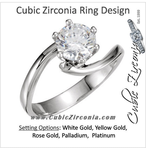 Cubic Zirconia Engagement Ring- The Toni (1 Carat Round-cut Solitaire with Swirl Design)