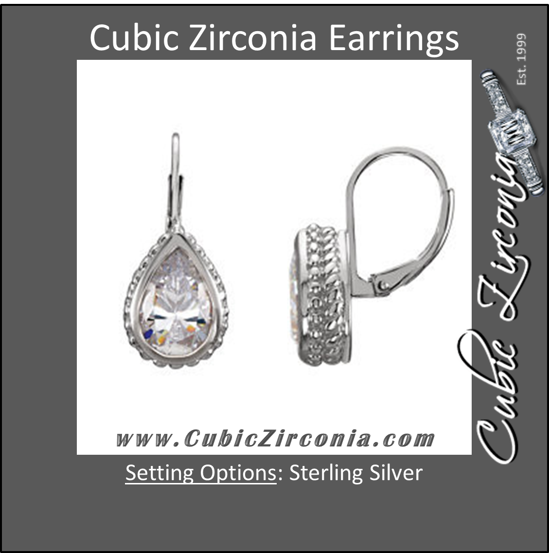 Cubic Zirconia Earrings- Sterling Silver Cubic Zirconia