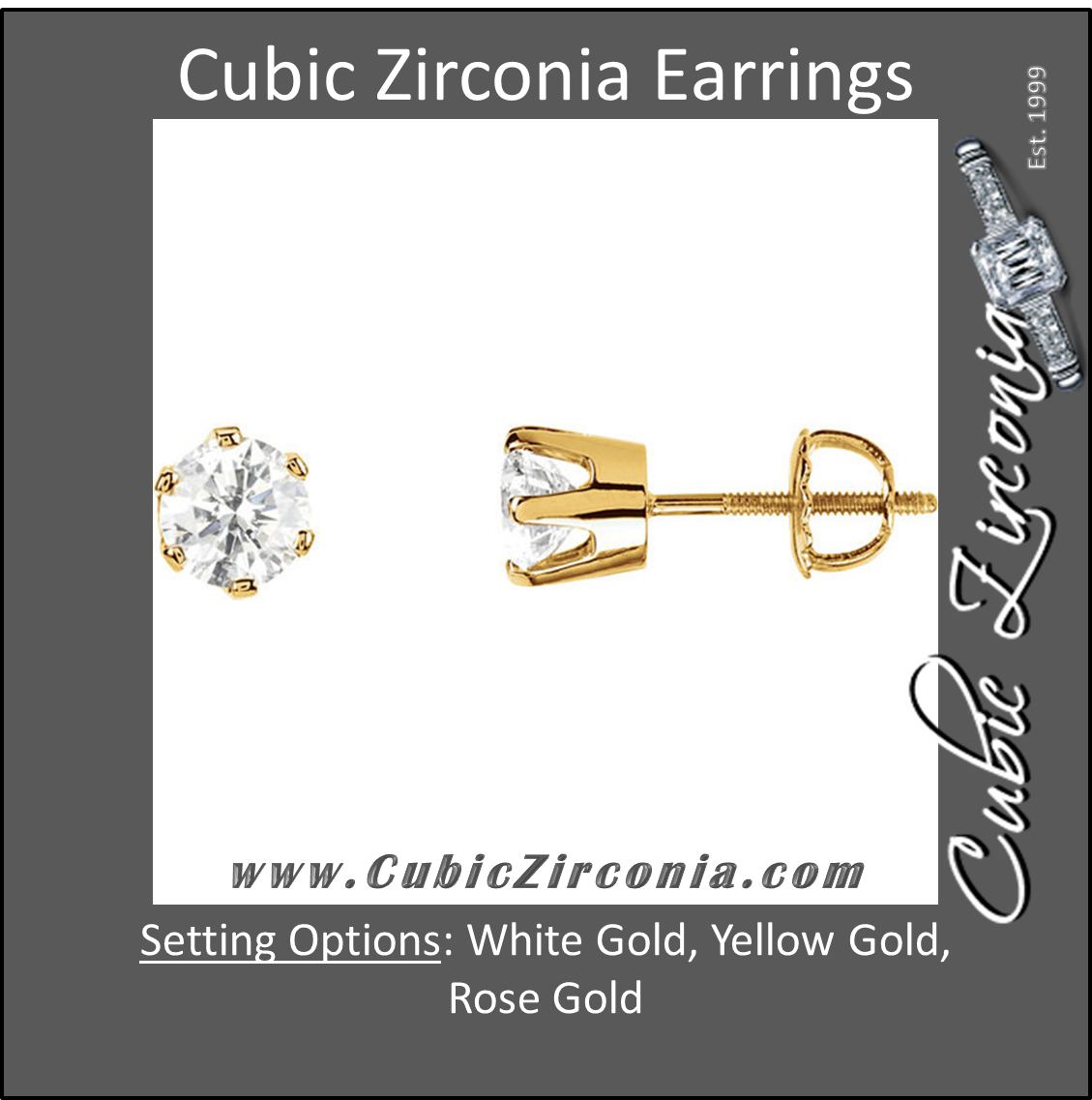 White gold cubic 2025 zirconia earrings screw back