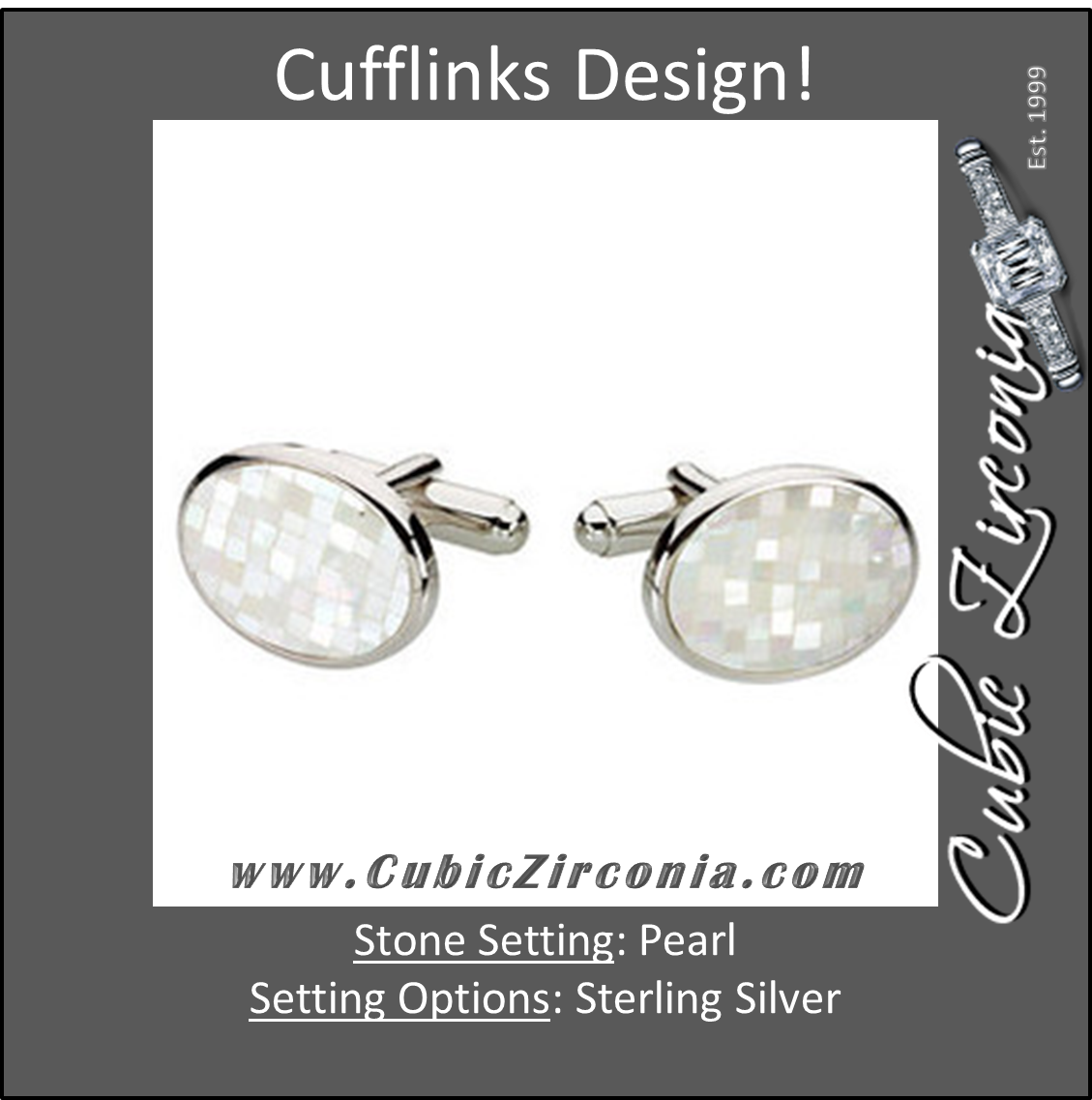 Men’s Cufflinks- Sterling Silver with Mother of Pearl