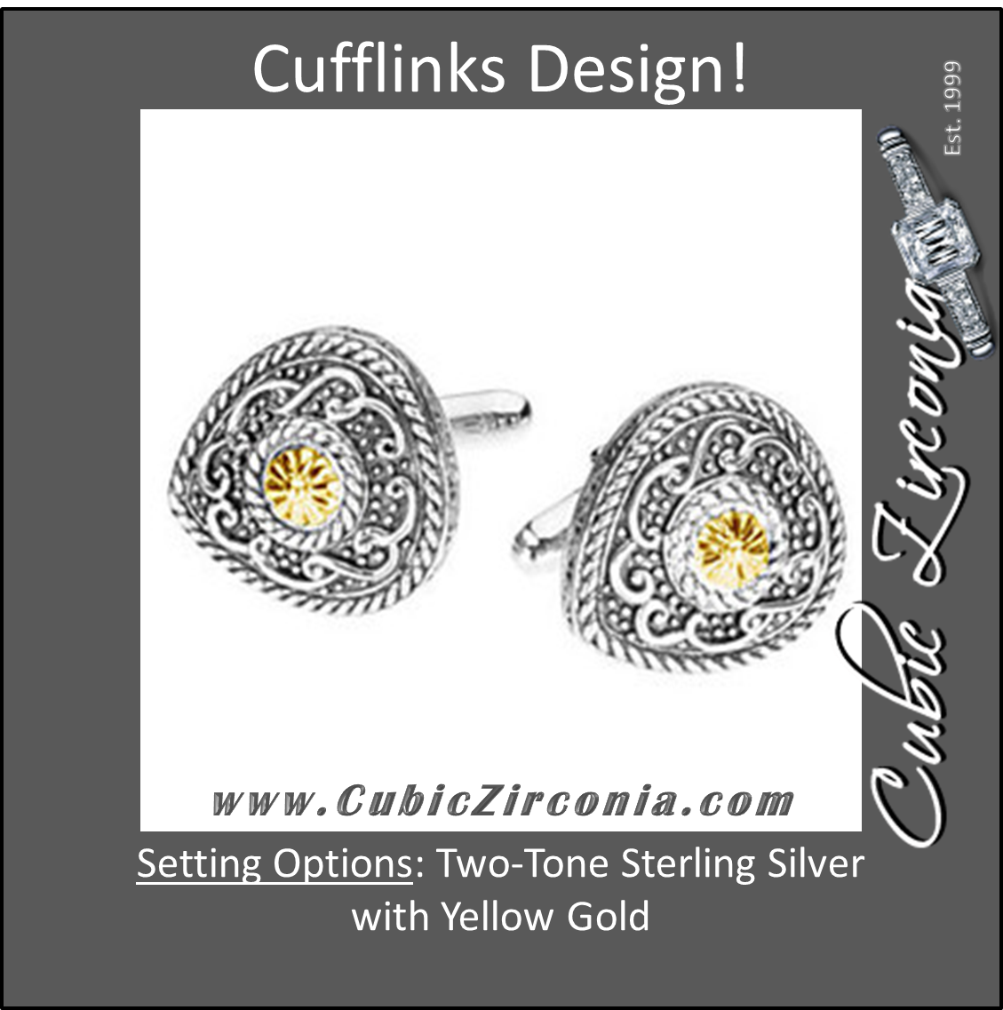 Men’s Cufflinks- Sterling Silver & 14K Yellow Gold Two-Tone