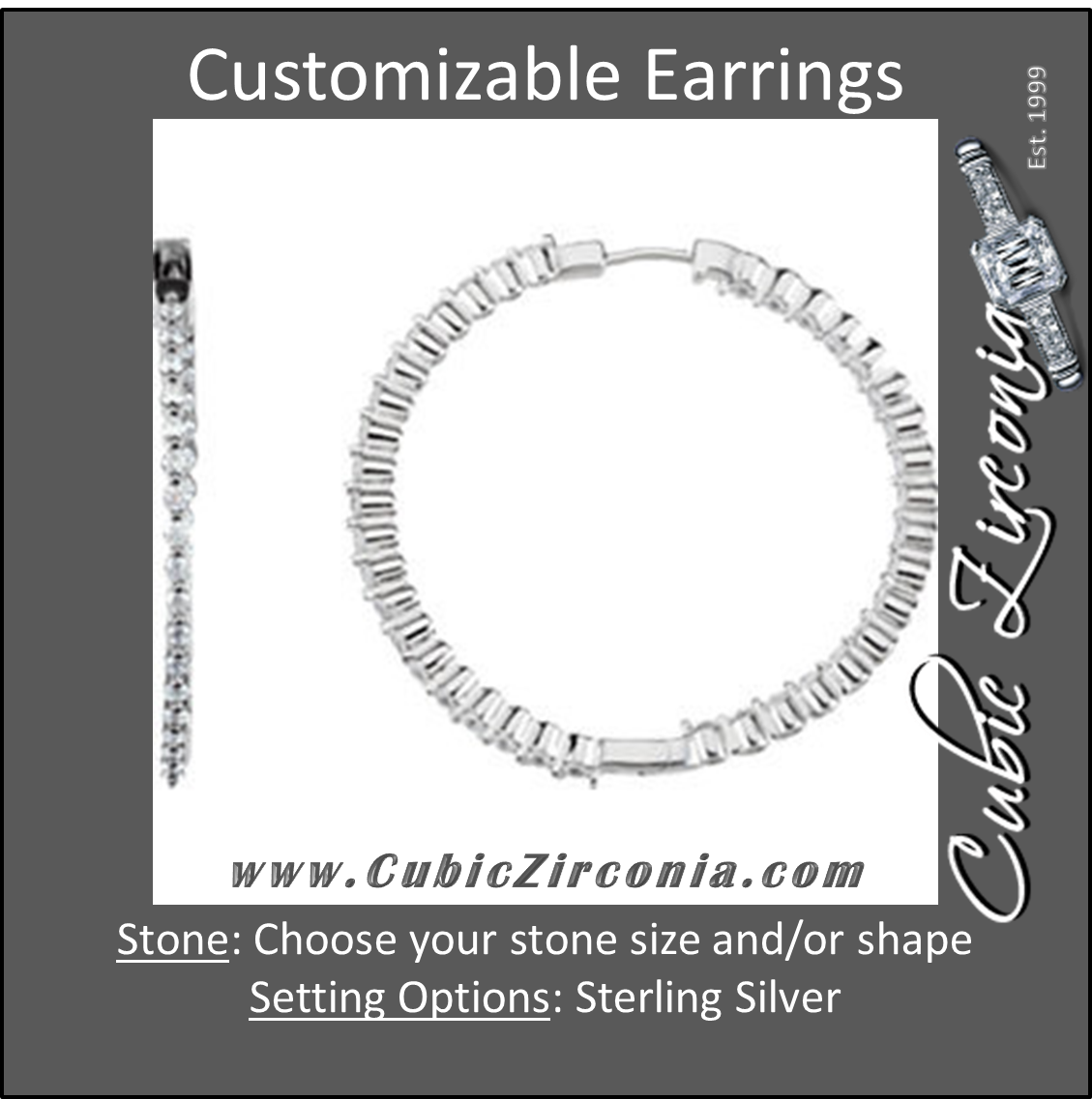 Cubic Zirconia Earrings- Customizable Inside/Outside Hoop Earring Set