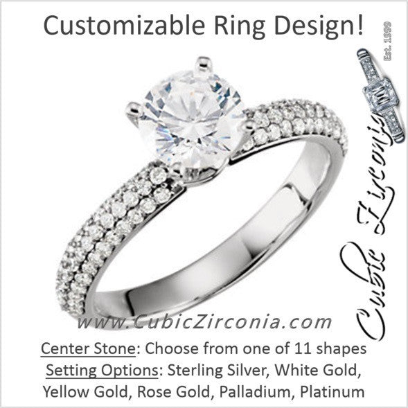 Cubic Zirconia Engagement Ring- The ________ Naming Rights 67-547 (Customizable Center w/ Triple Pavé)