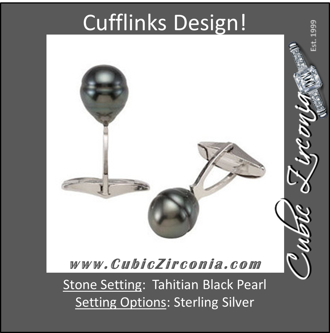 Men's Cufflinks- Black Tahitian Cultured Pearls