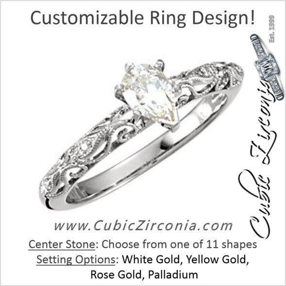Cubic Zirconia Engagement Ring- The ________ Naming Rights 69-805 (Customizable Vintage Inspired Filigree)