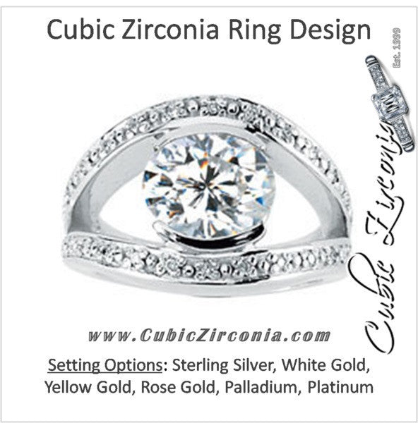 Cubic Zirconia Engagement Ring- The Sallie (3.14 TCW Oval Cut Center with Round Channel Split Band)