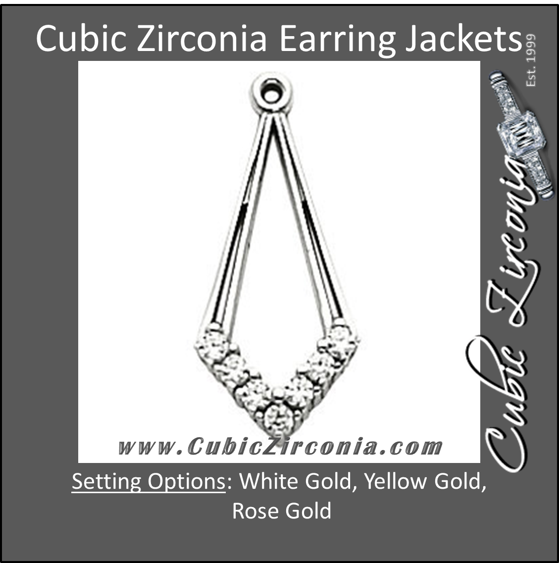 Cubic Zirconia Earrings- 0.28 Carat Diamond-Shaped Earring Jacket Set