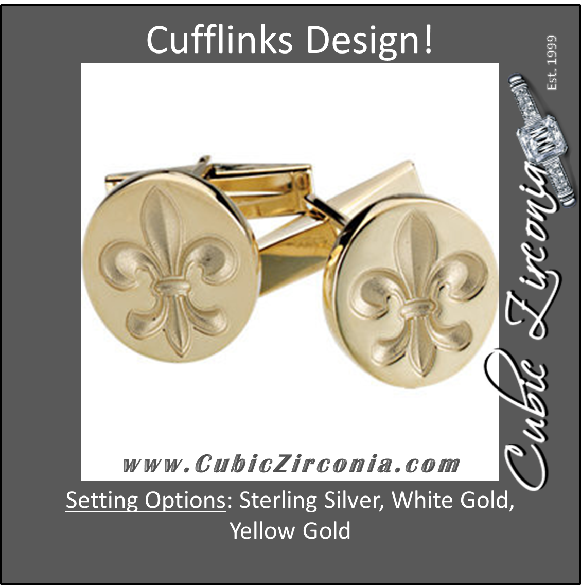 Men’s Cufflinks- Heavy Fleur-De-Lis Designed Ovals