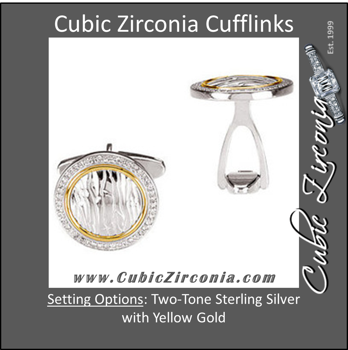 Men’s Cufflinks- 0.5 TCW 92-stone Elephant Skin Two-Tone Design (Round)