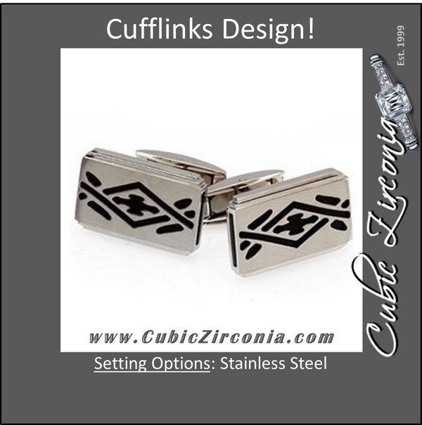Men’s Cufflinks- Stainless Steel with Black Ion Plate Inserts
