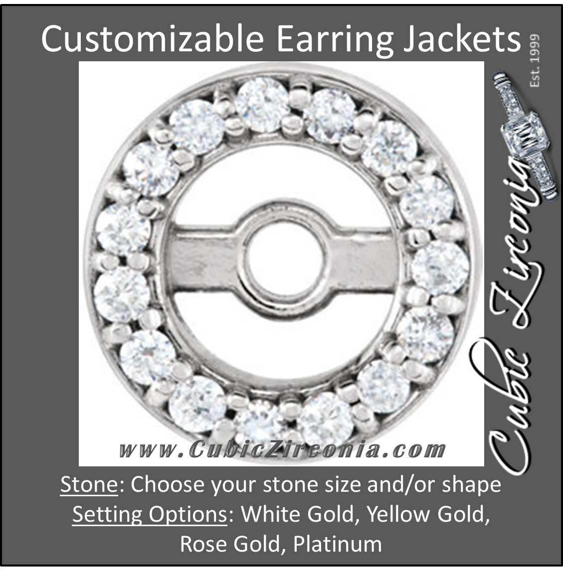 Cubic Zirconia Earrings- .90mm Round Earring Jacket