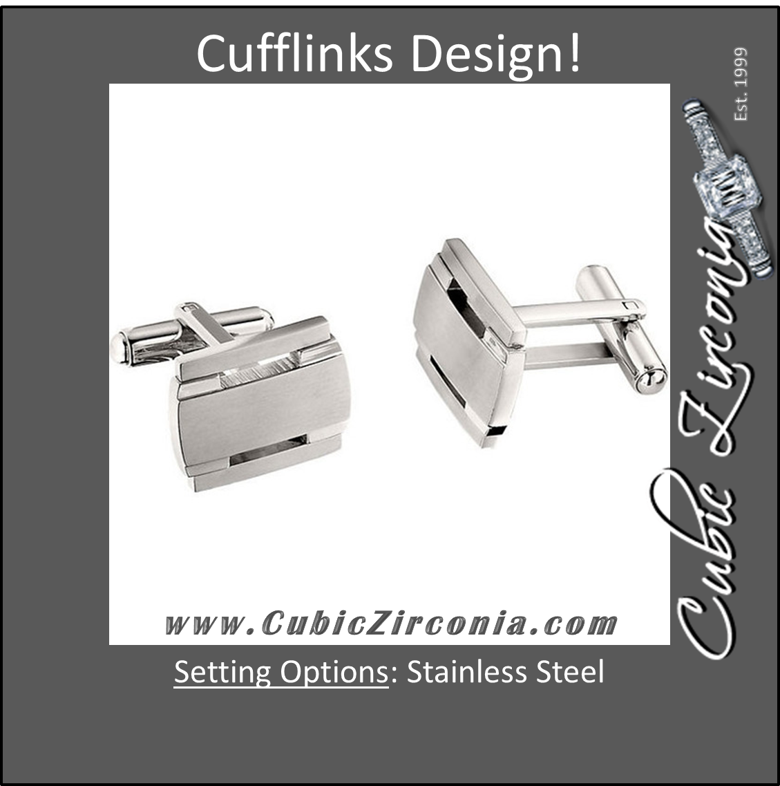 Men’s Cufflinks- Stainless Steel Classic Rectangular Design