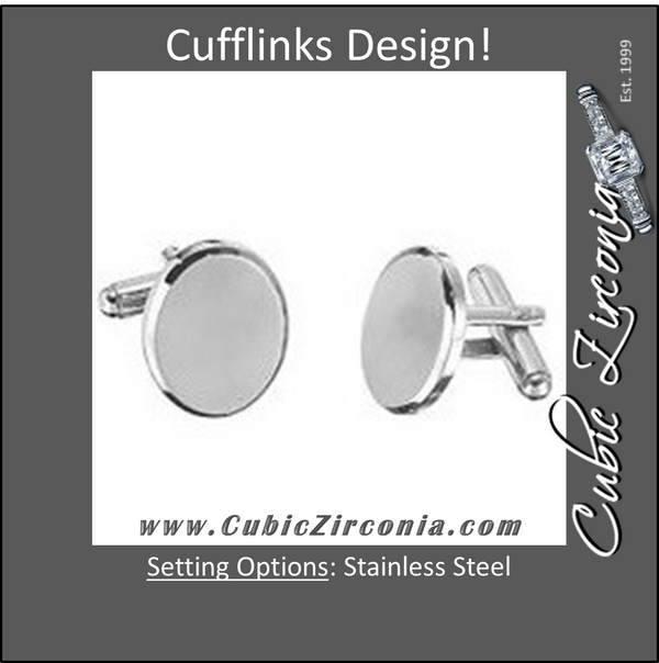 Men’s Cufflinks- Stainless Steel Oval Design (Classic Engravable Style)