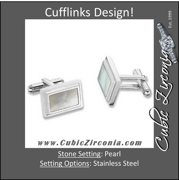 Men’s Cufflinks- Stainless Steel Inlaid with Mother of Pearl