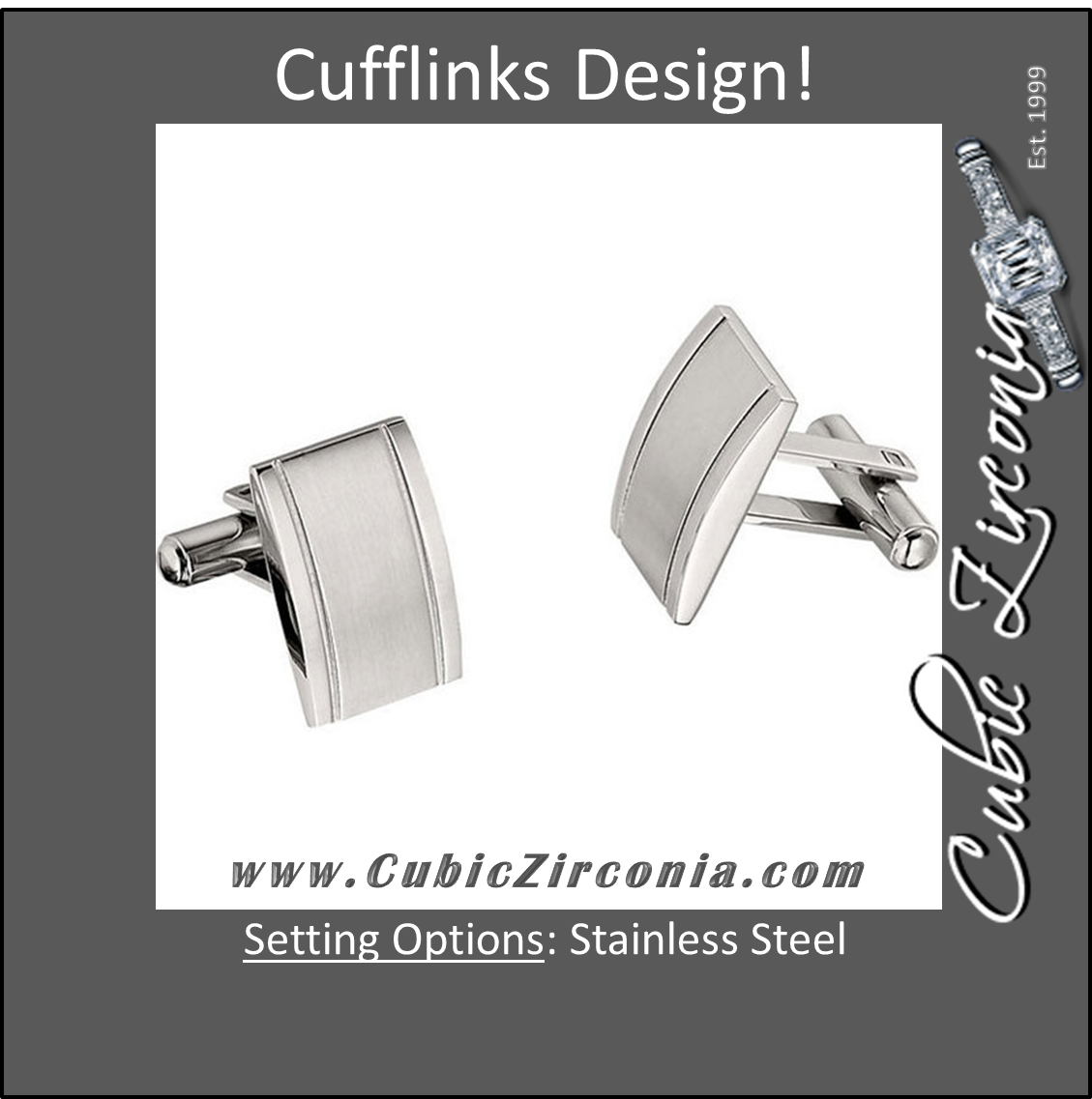 Men’s Cufflinks- Rectangular Coqueture® Licensed Engravable Design